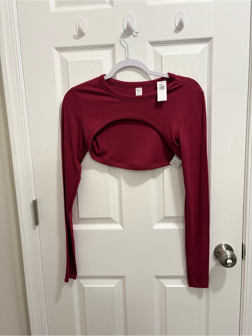 Old Navy Burgundy Long Sleeve Cutout Crop Top